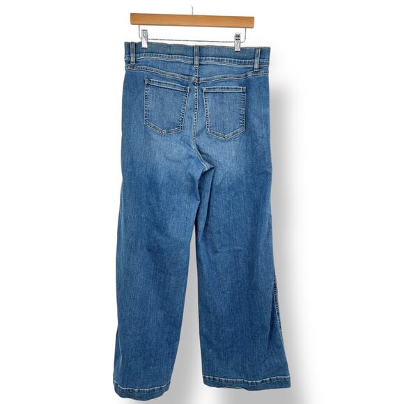 Spanx Seamed Front Wide Leg Jeans Women's XL Blue Pull-On High Waist - Picture 3 of 9